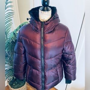 STEVE MADDEN Womens Faux Fur Lined Cold Weather Puffer Jacket